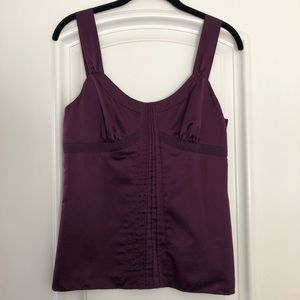 Purple satin top with zipper from Ann Taylor Loft